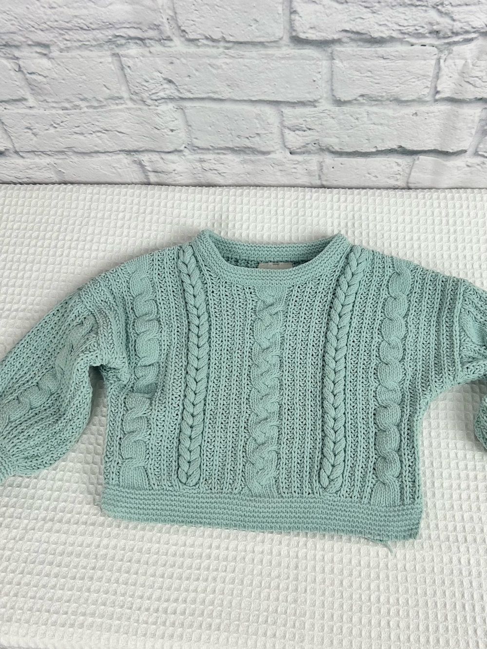 OshKosh Genuine Kids Mint Cable Knit Sweater Toddler 2T Pullover